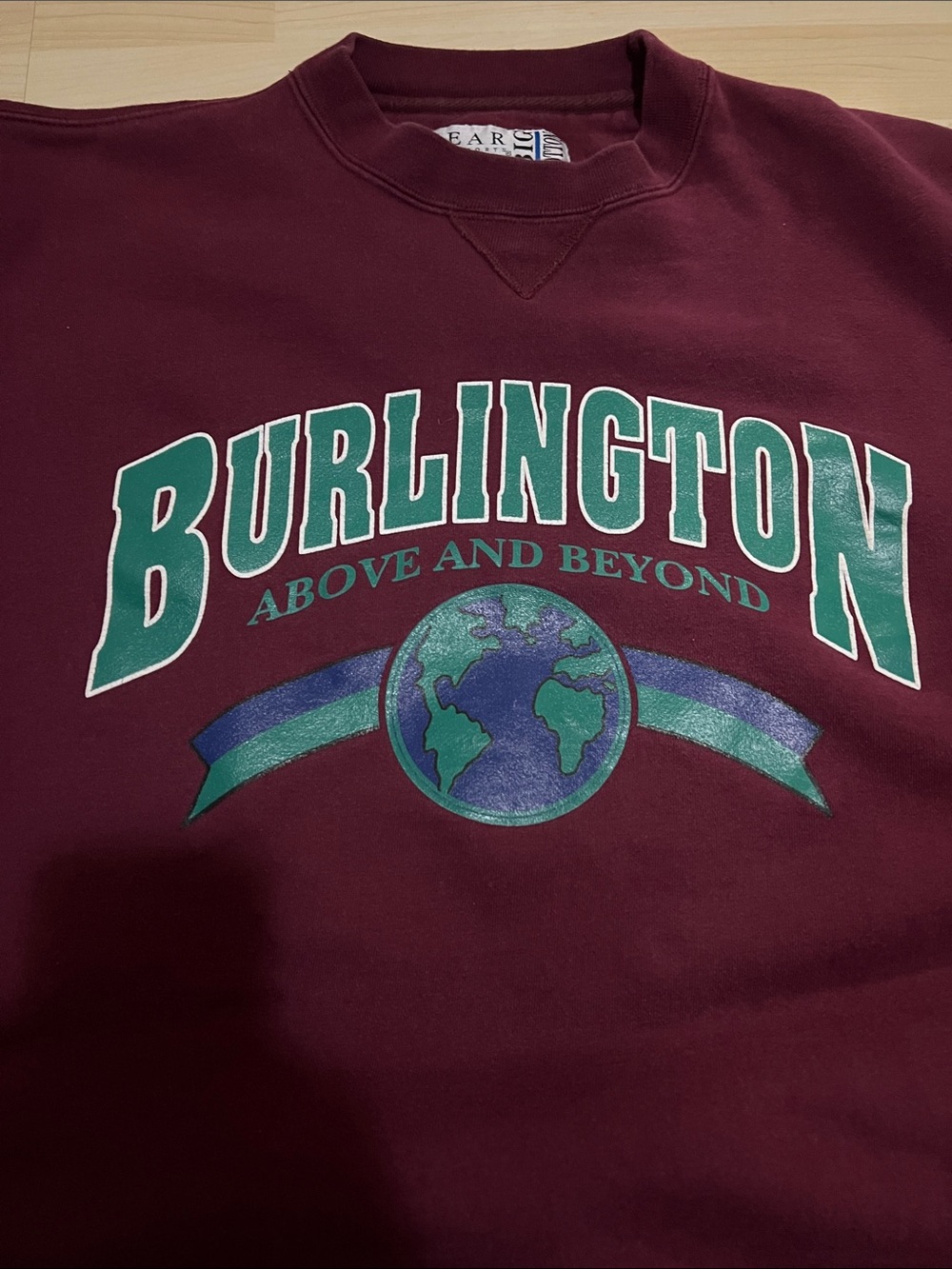 Gear For Sports Burlington Burgundy Crewneck with Green & Blue Graphic